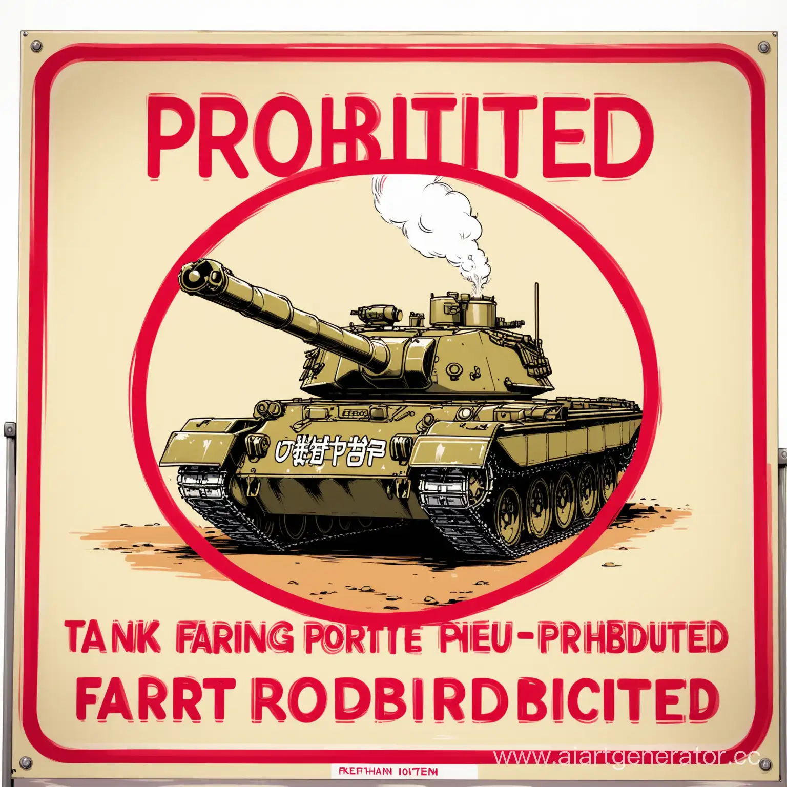 смешной танк с надписью на борту Пердеть Запрещено