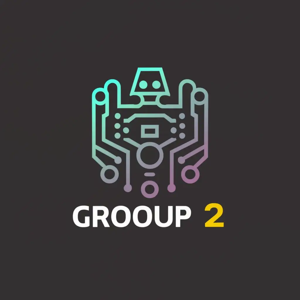a logo design,with the text "GROUP 2", main symbol:a ROBOT,Moderate,be used in Technology industry,clear background