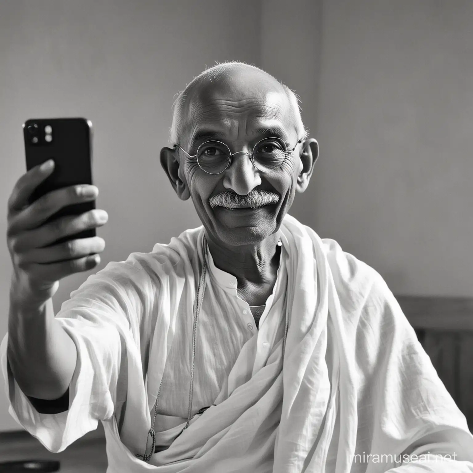 a picture of mahatma gandhi taking selfie of himself

