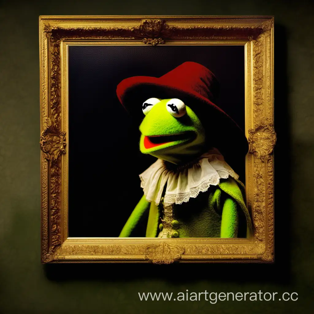 Kermit dans un tableau de rembrandt