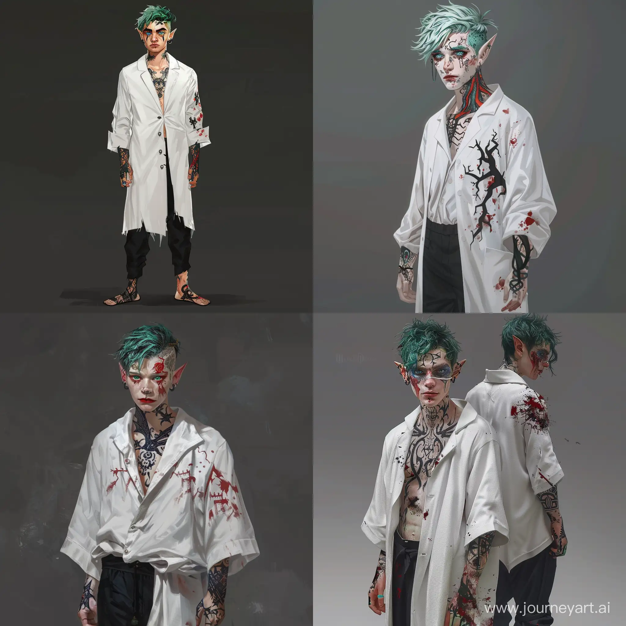 MedicSurgeon-with-Green-Hair-and-Tattoos-in-White-Robe