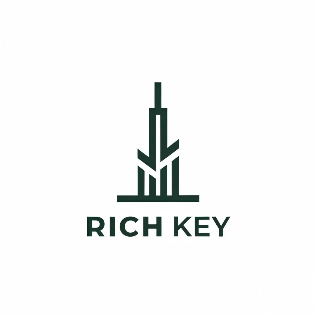 a logo design,with the text "Rich Key", main symbol:Building,Minimalistic,be used in Real Estate industry,clear background