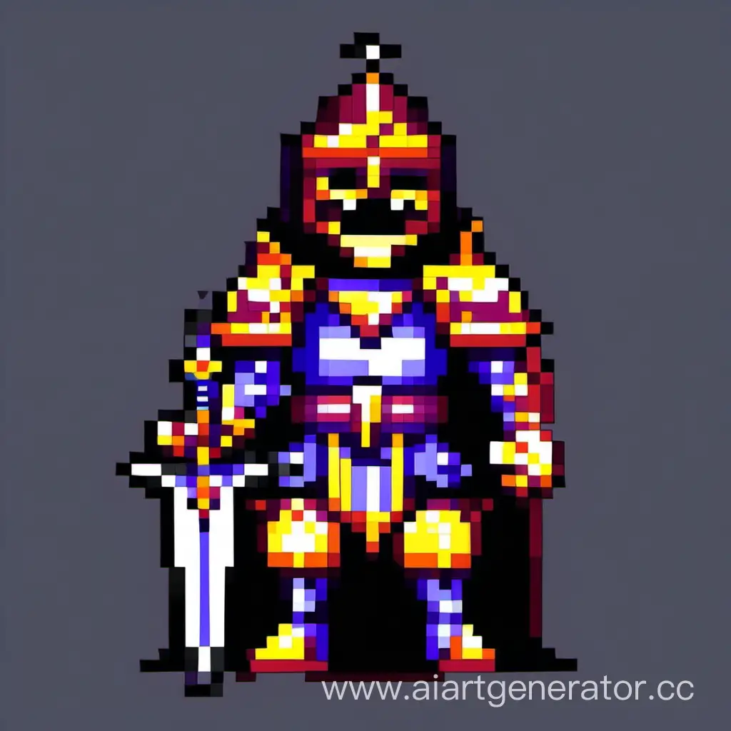 draw an evil knight in pixel art style