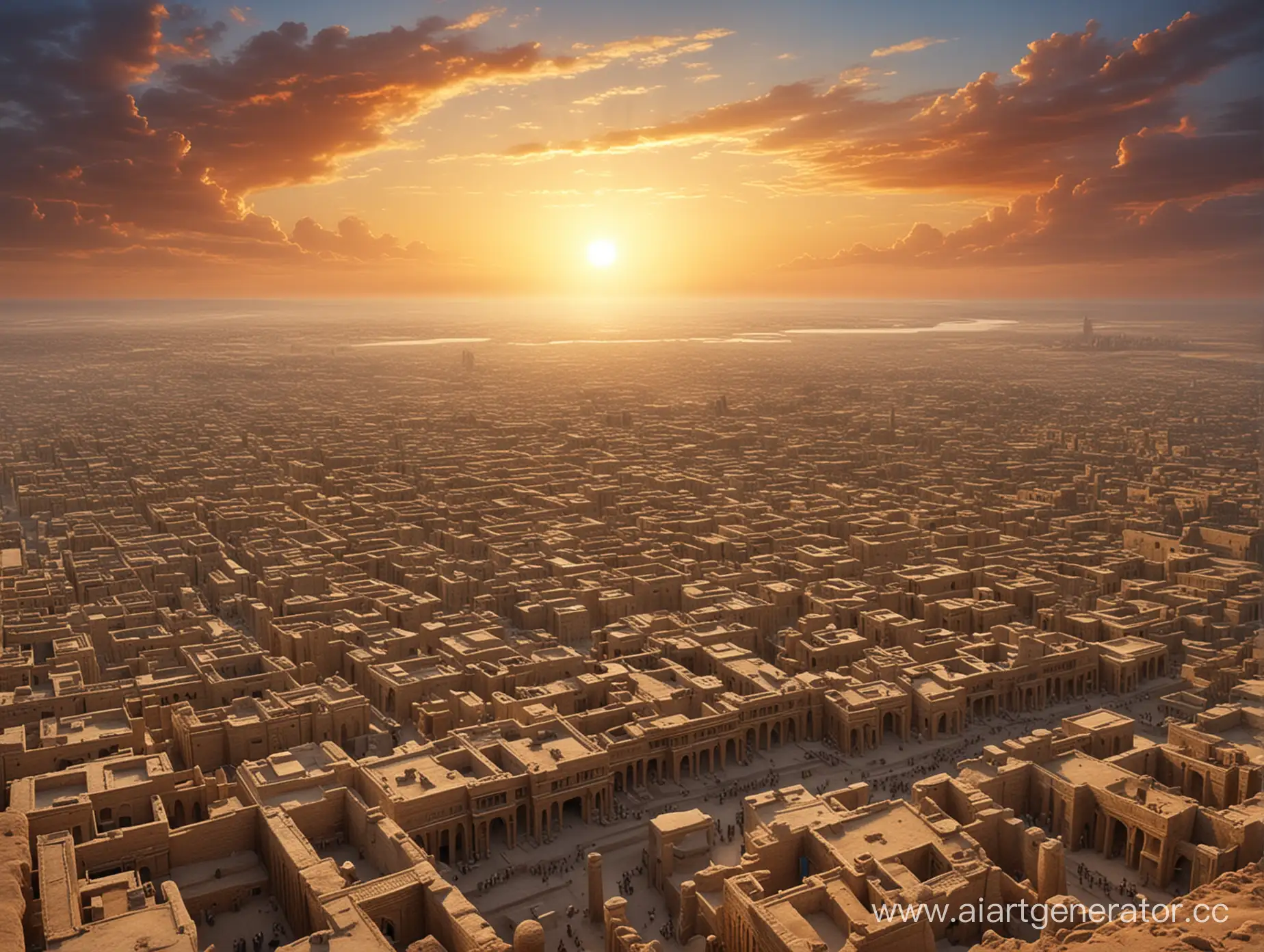 древний вавилон,в рассвете могущества,вид города полностью.