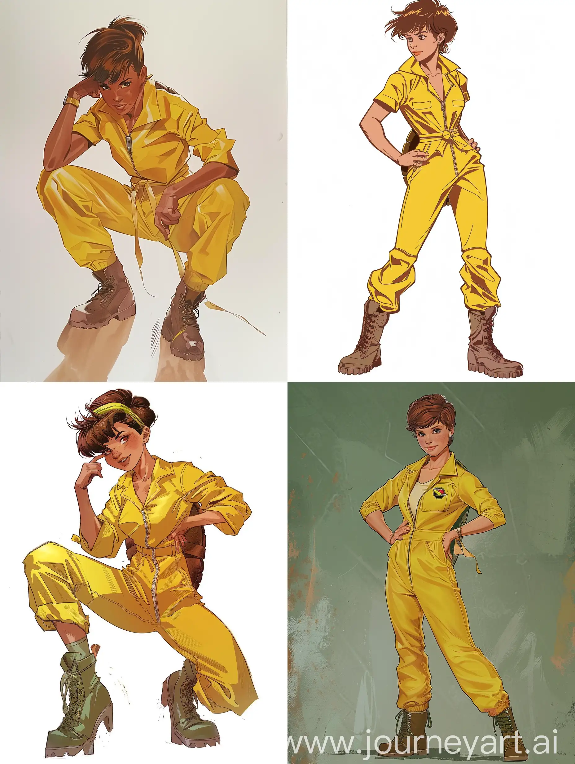 April-ONeil-Cosplay-Short-Hair-Yellow-Jumpsuit-and-White-Boots-Pose