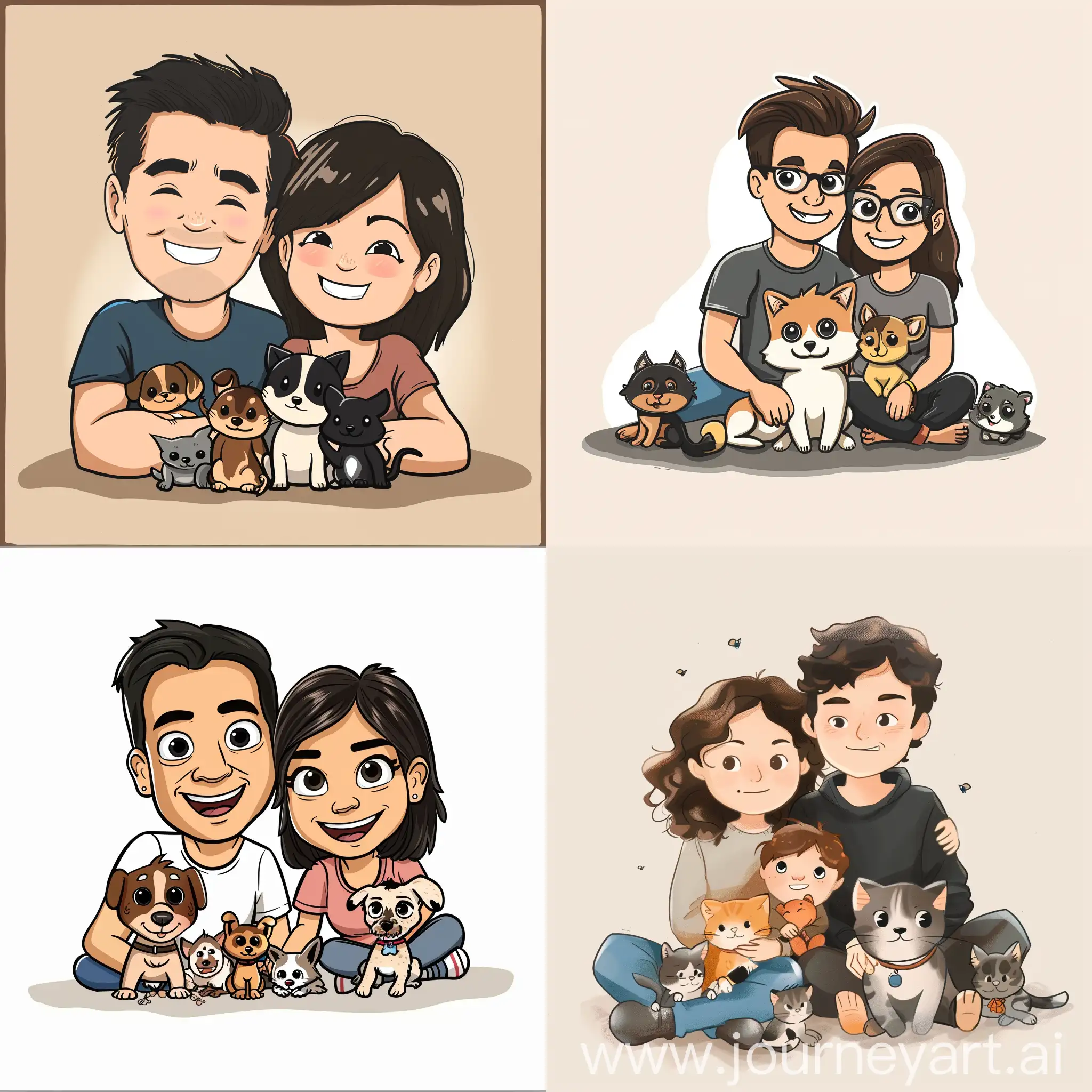 cartoon photo with a litter of two people