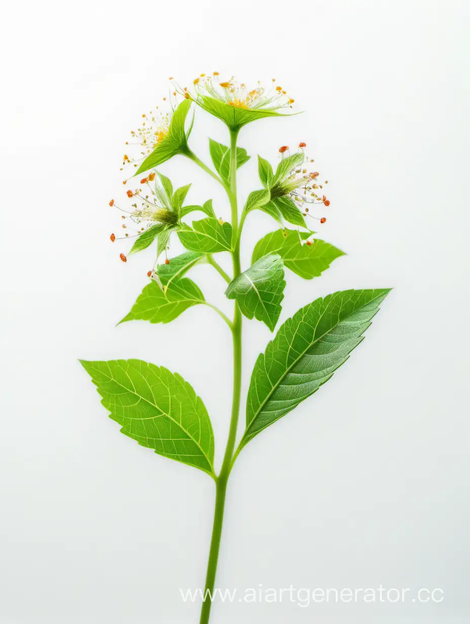 Vibrant-Annual-Wild-Flower-8K-Wallpaper-with-Fresh-Green-Leaves-on-White-Background