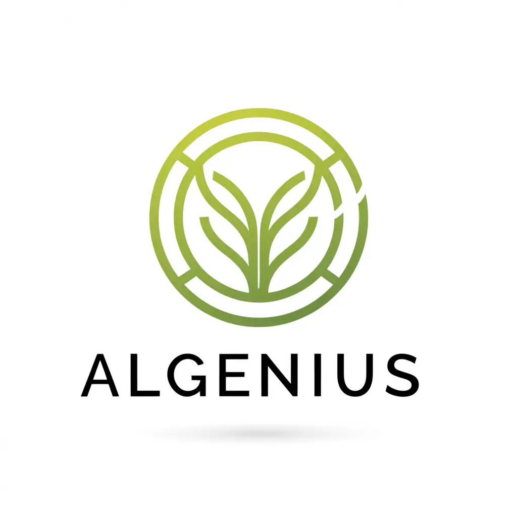 a logo design,with the text "Algenius", main symbol:Circle with gold ring green/algae inside  and green gold 
Nature based  Green/black/gold
,Moderate,clear background