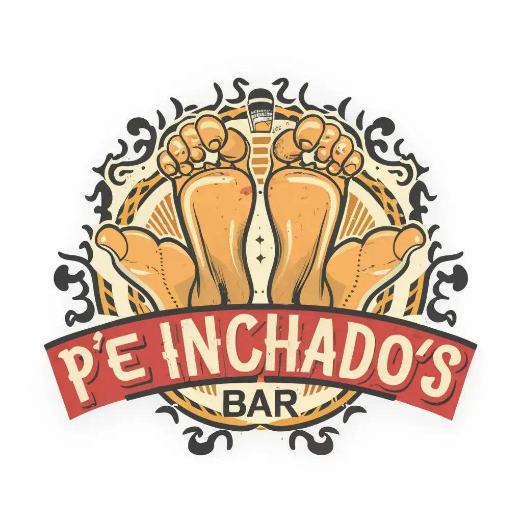 logo, big feet and Beer, with the text "Pé Inchado's Bar", typography, be used in Restaurant industry