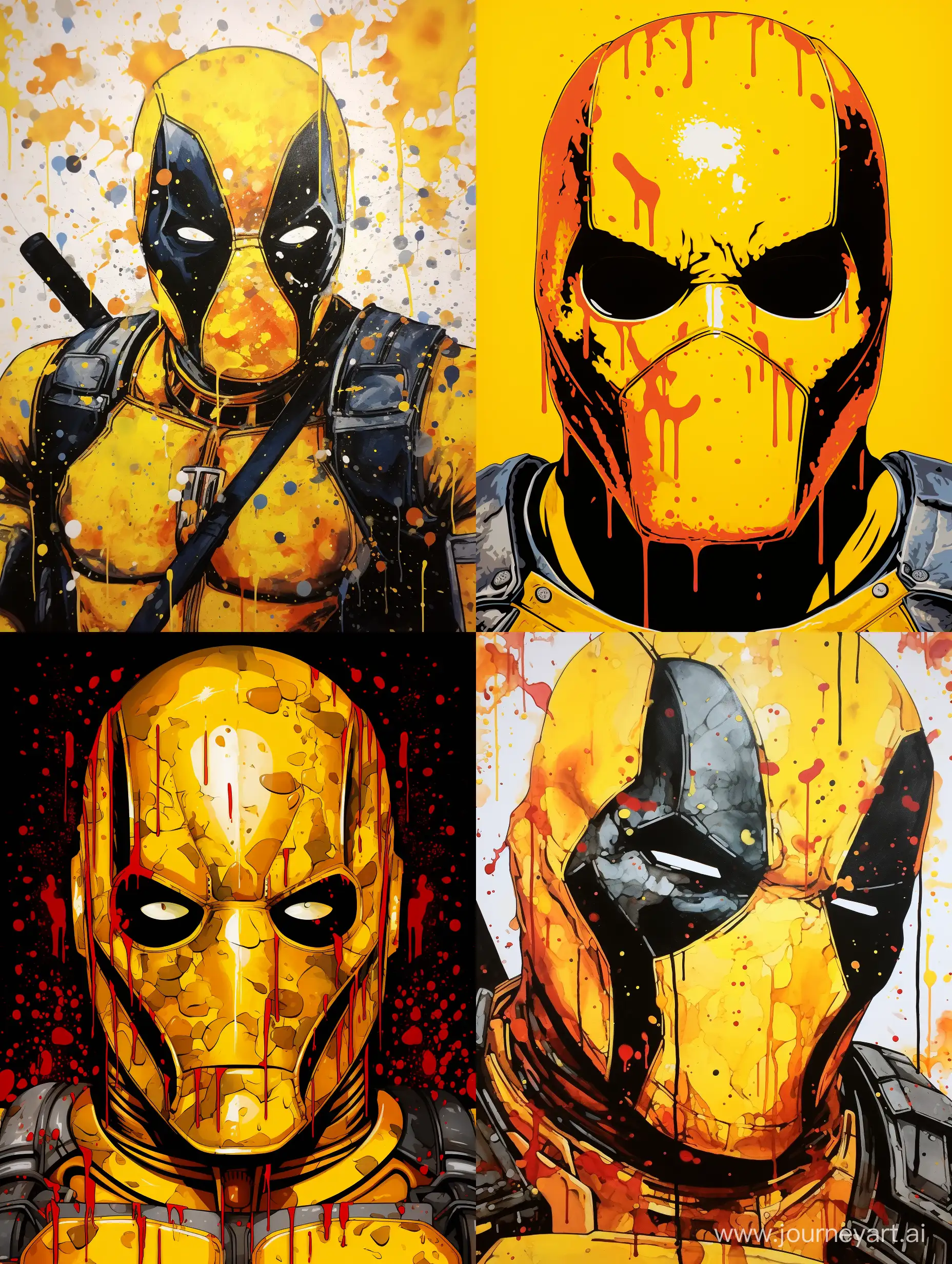 Yellow color Deadpool, high contrast