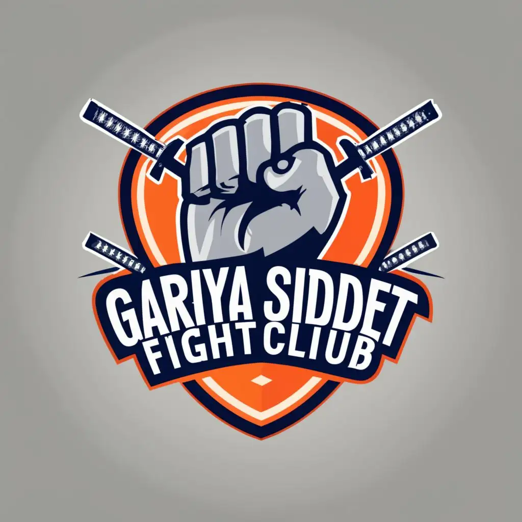 logo, Fist, Swords, Shield, FightClub, with the text "Gariya Siddet FightClub", typography, be used in Sports Fitness industry