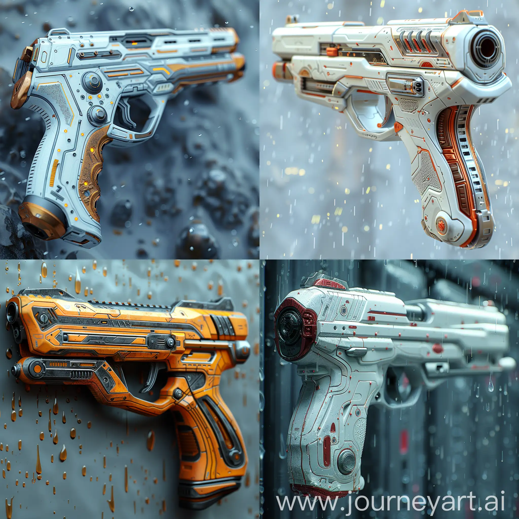 Futuristic ultra-modern pistol, futuristic ultramodern pistol, interactive materials and interactive metals, high tech, octane render --stylize 1000