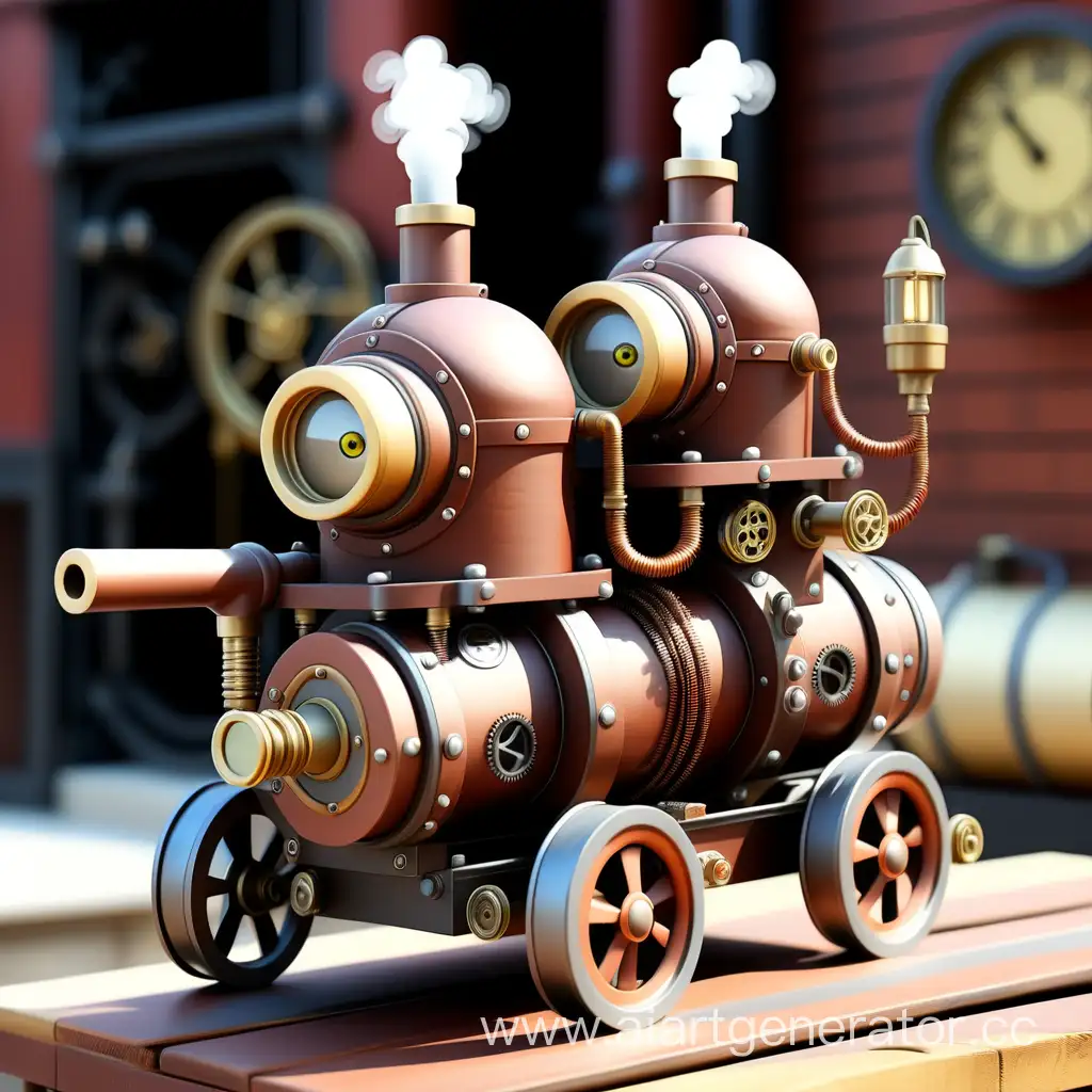 MINYONS CHASE HOMEMADE. HOMEMADE APPARATUS IN STEAMPUNK STYLE. THE MINYONS THEMSELVES ARE ORDINARY