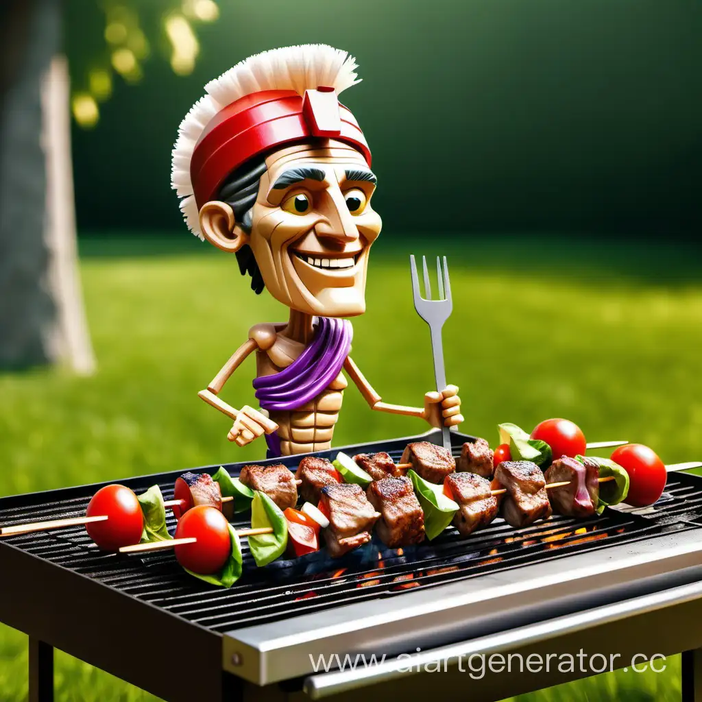 Joyful-Caesar-Enjoying-Grilled-Kebabs