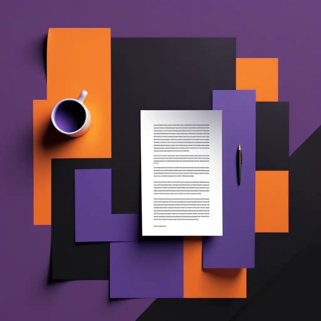Artistic Graphic Presenting First Draft to Client on Vibrant Purple and Orange Background