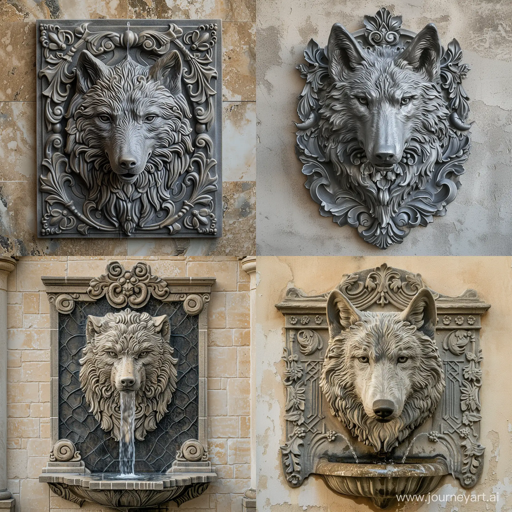 Baroque-WolfShaped-Wall-Fountain-Ornate-Decorative-Art