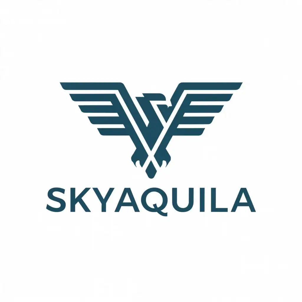 a logo design,with the text 'SkyAquila', main symbol:Eagle , Moderate, clear background blue