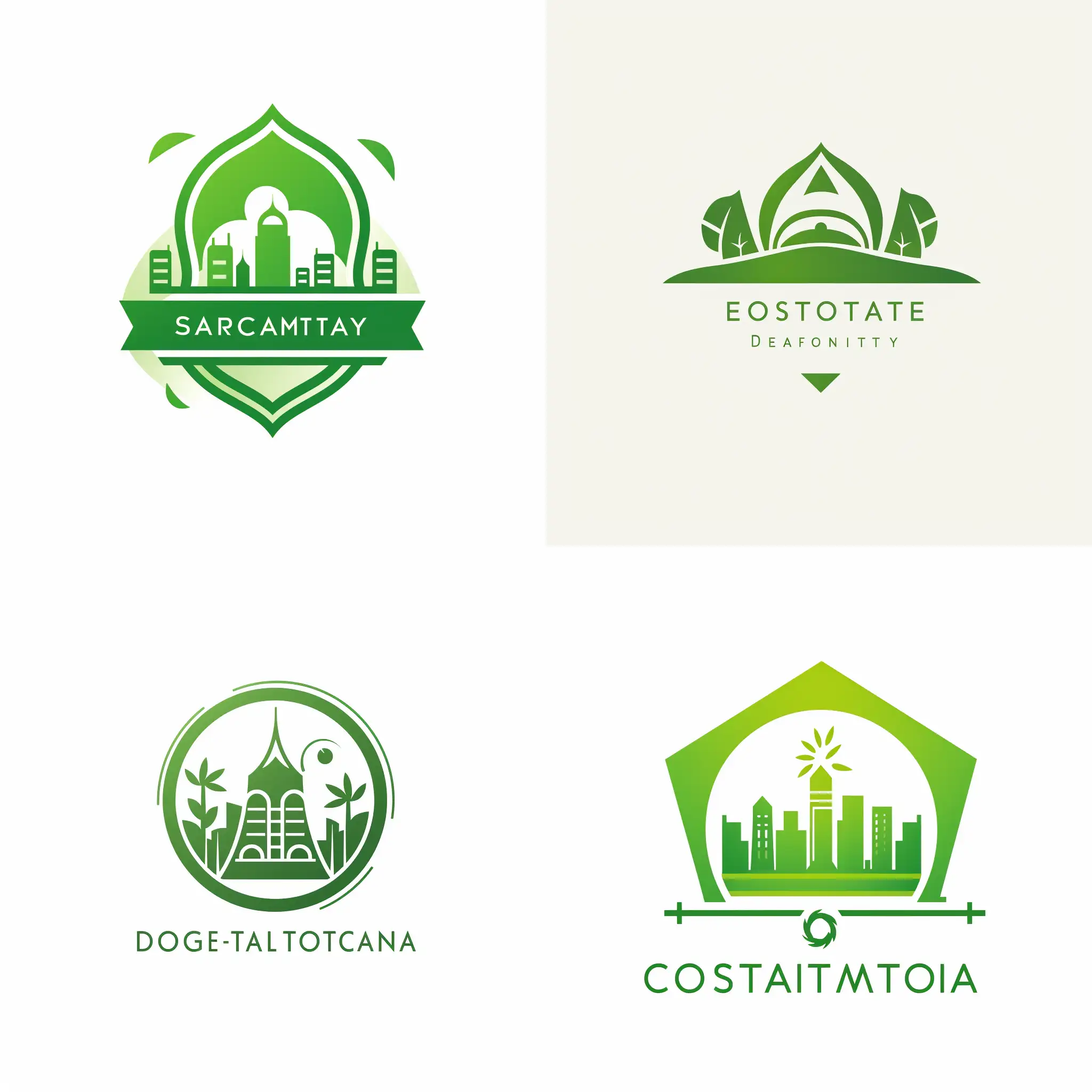 Design a logo as a symbol for a smart and green city, incorporating an octagonal star made of delta particles to represent modernity and advancement. Use the delta particles to scatter light, instead of traditional intersecting rays, to convey a sense of technological innovation. Integrate green and sustainable elements to reflect the smart and eco-friendly nature of the city, transforming the logo into a symbol of a vibrant and sustainable urban life.