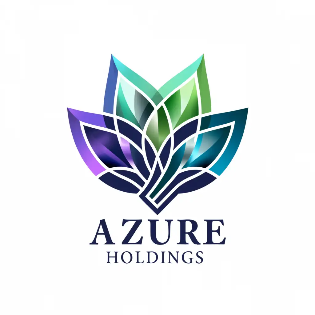 a logo design,with the text "Azure holdings", main symbol:interweaving leaves with a mix of sapphire, emerald, and violet.,complex,be used in Finance industry,clear background