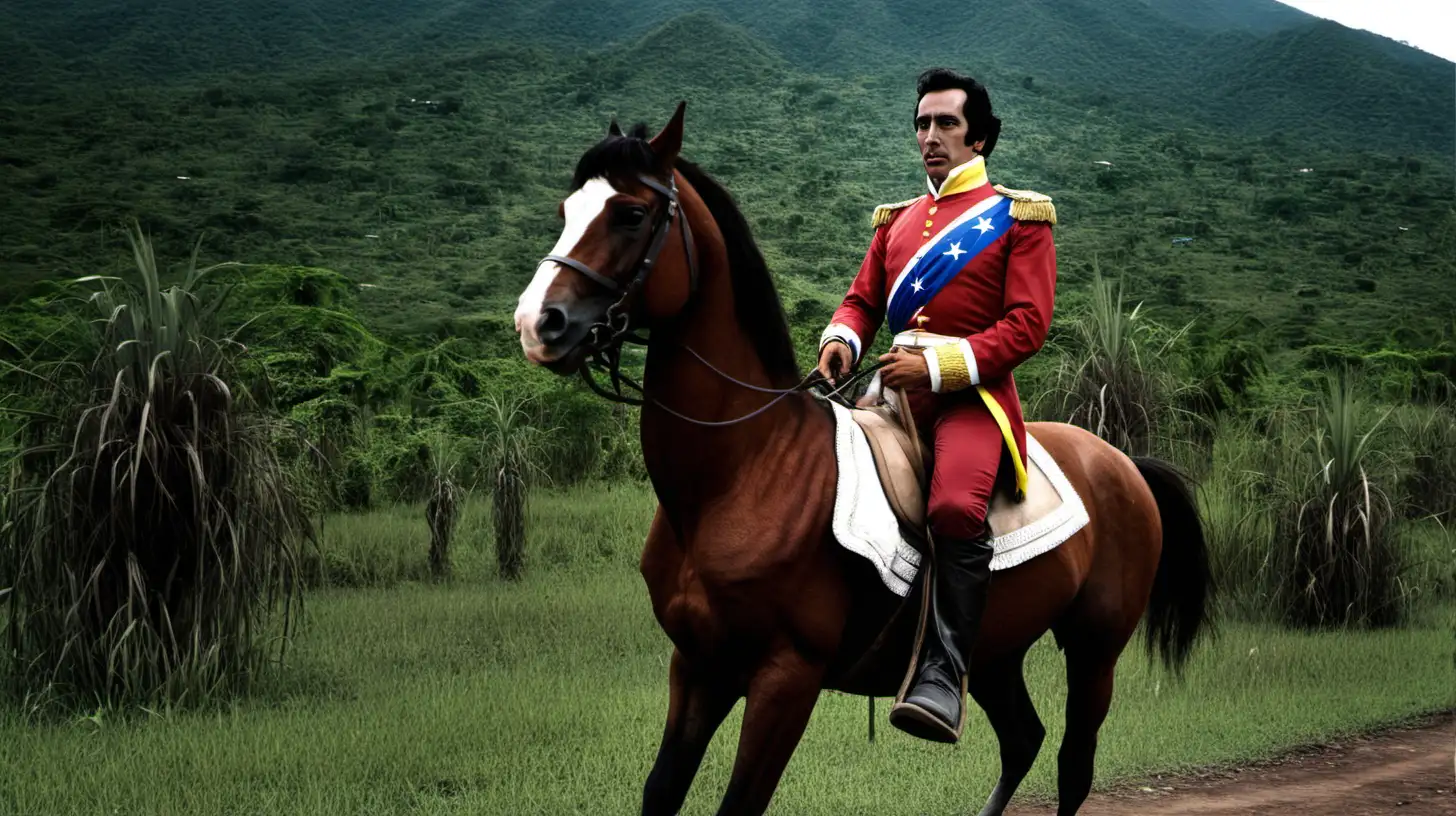 Simon Bolivar riding a horse in Venezula