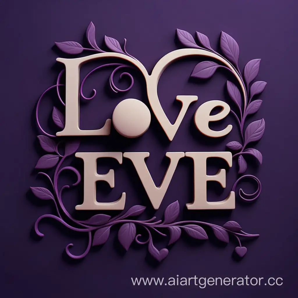 надпись на фоне темно-фиолетовом фоне "Люблю Еву"