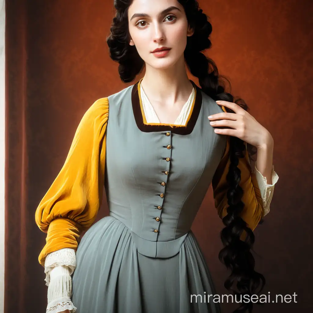 Elegant Woman with 19th Century Hairstyle in 3D Animation Style