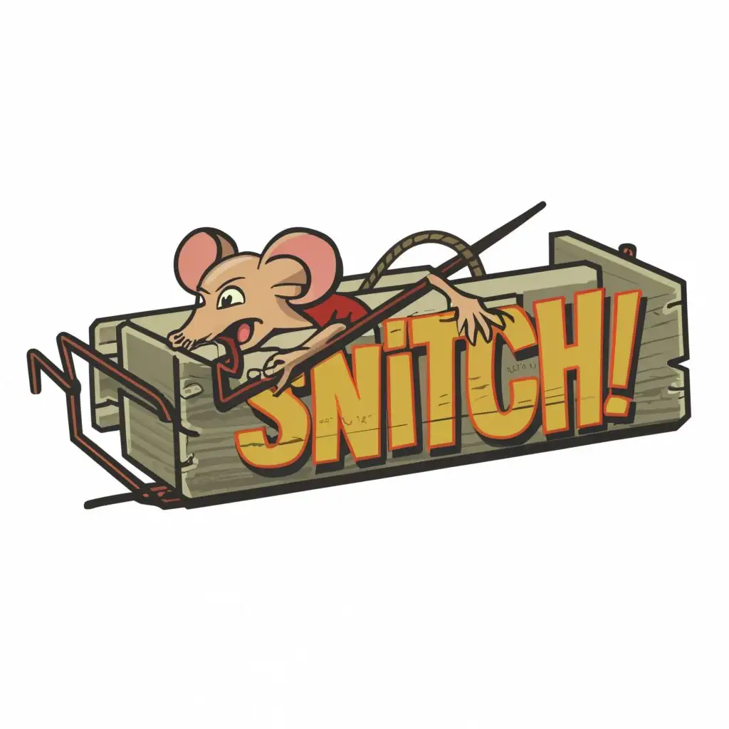 LOGO-Design-For-Snitch-Bold-Trap-Design-with-Captured-Rat-Illustration-and-Striking-Typography
