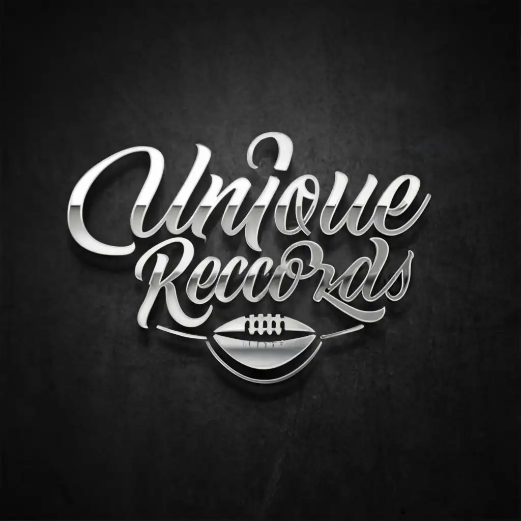 LOGO-Design-For-Unique-Records-Superbowl-Football-Theme-Silver-Emblem