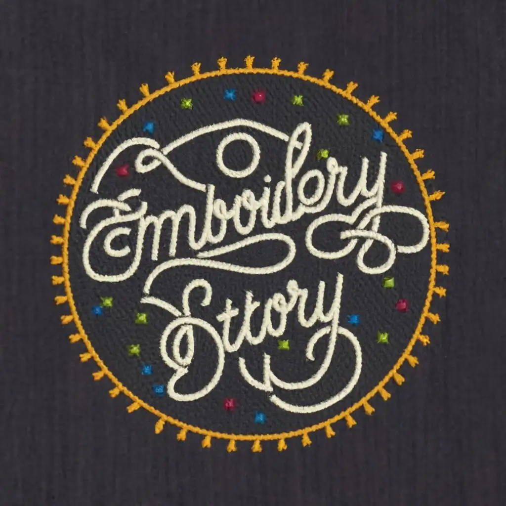 logo, Embroidered story, with the text "Embroidery story", typography