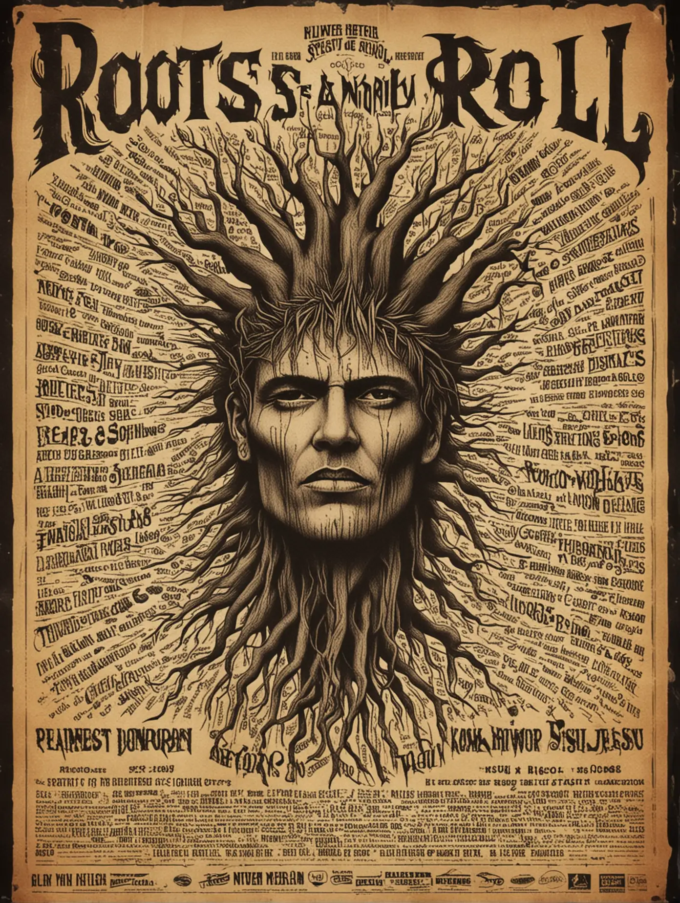 rock music poster for roots of rock and roll covering songs from beginning of rock