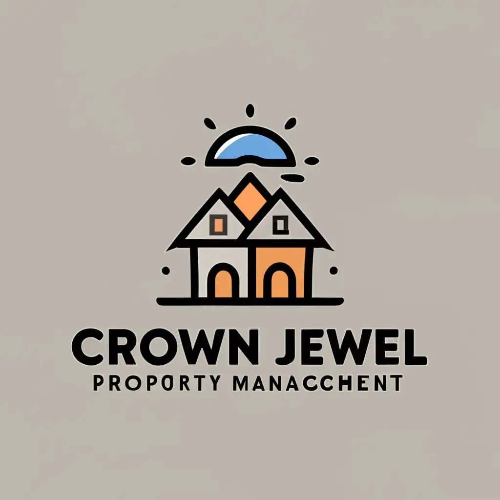 logo, houses, with the text "Crown Jewel Property Management", typography, be used in Real Estate industry