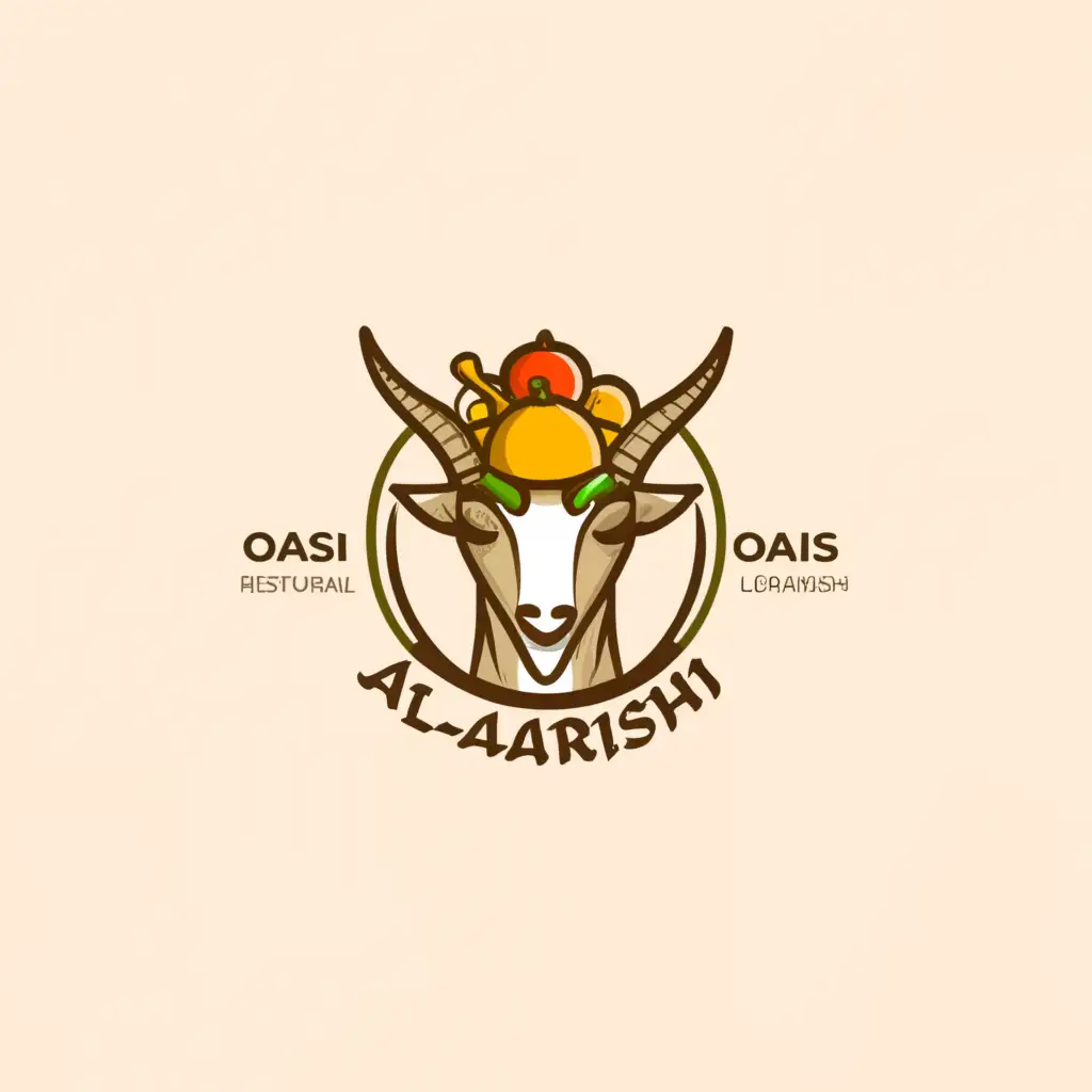 a logo design,with the text "Oasis Al-Araishi", main symbol:Goat mandi, kofta skewers, kebabs, tarb, stuffed pots, and roasted pigeon,Moderate,be used in Restaurant industry,clear background
