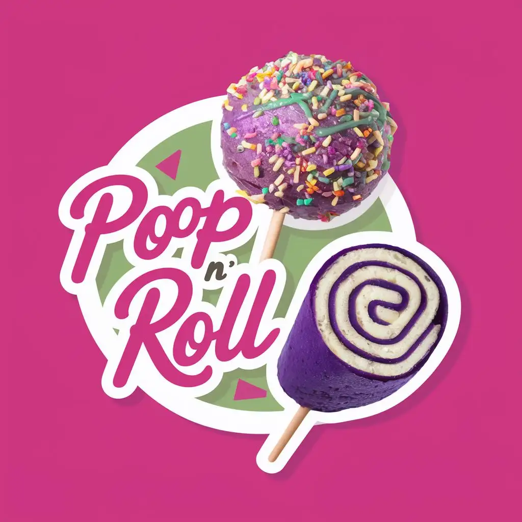 LOGO-Design-For-Pop-n-Roll-Sweet-Delights-with-Cake-Pop-and-Ube-Cheese-Roll