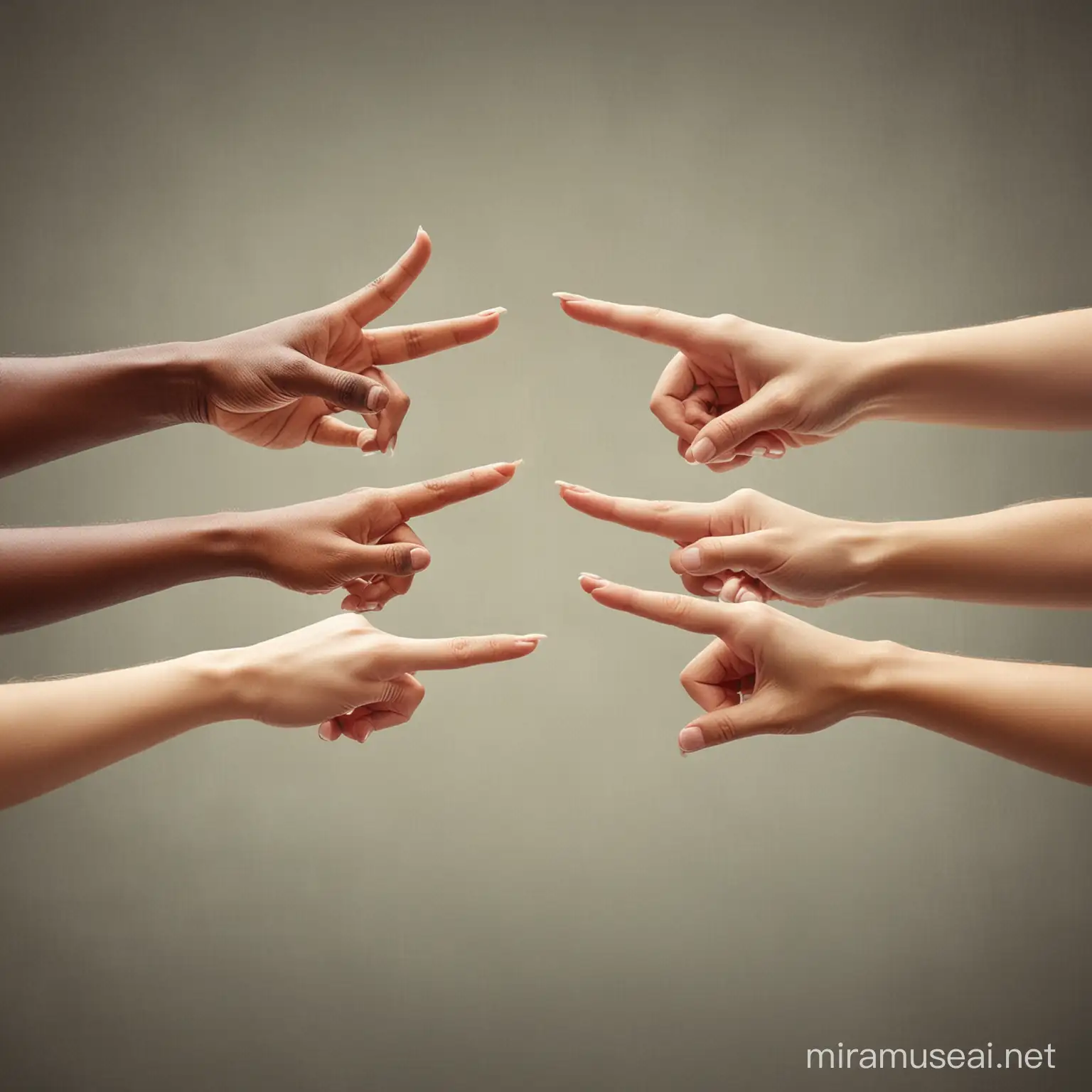 Diverse Hands Pointing Together in Unity