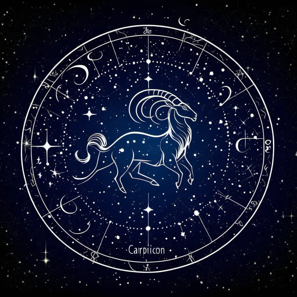 Celestial Capricorn Constellation in a Starry Sky