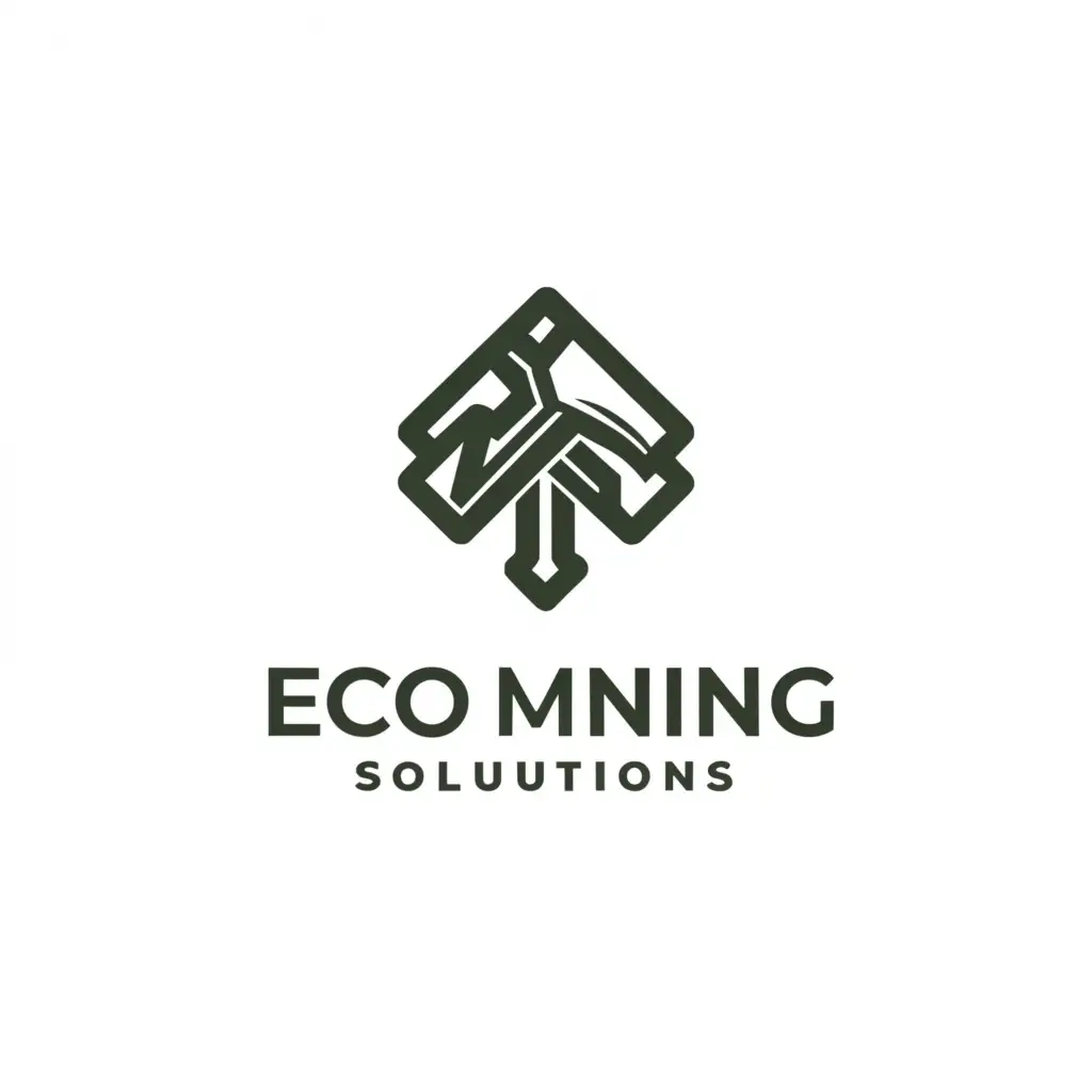 a logo design,with the text "ECO MINING SOLUTION", main symbol:MINING,complex,clear background