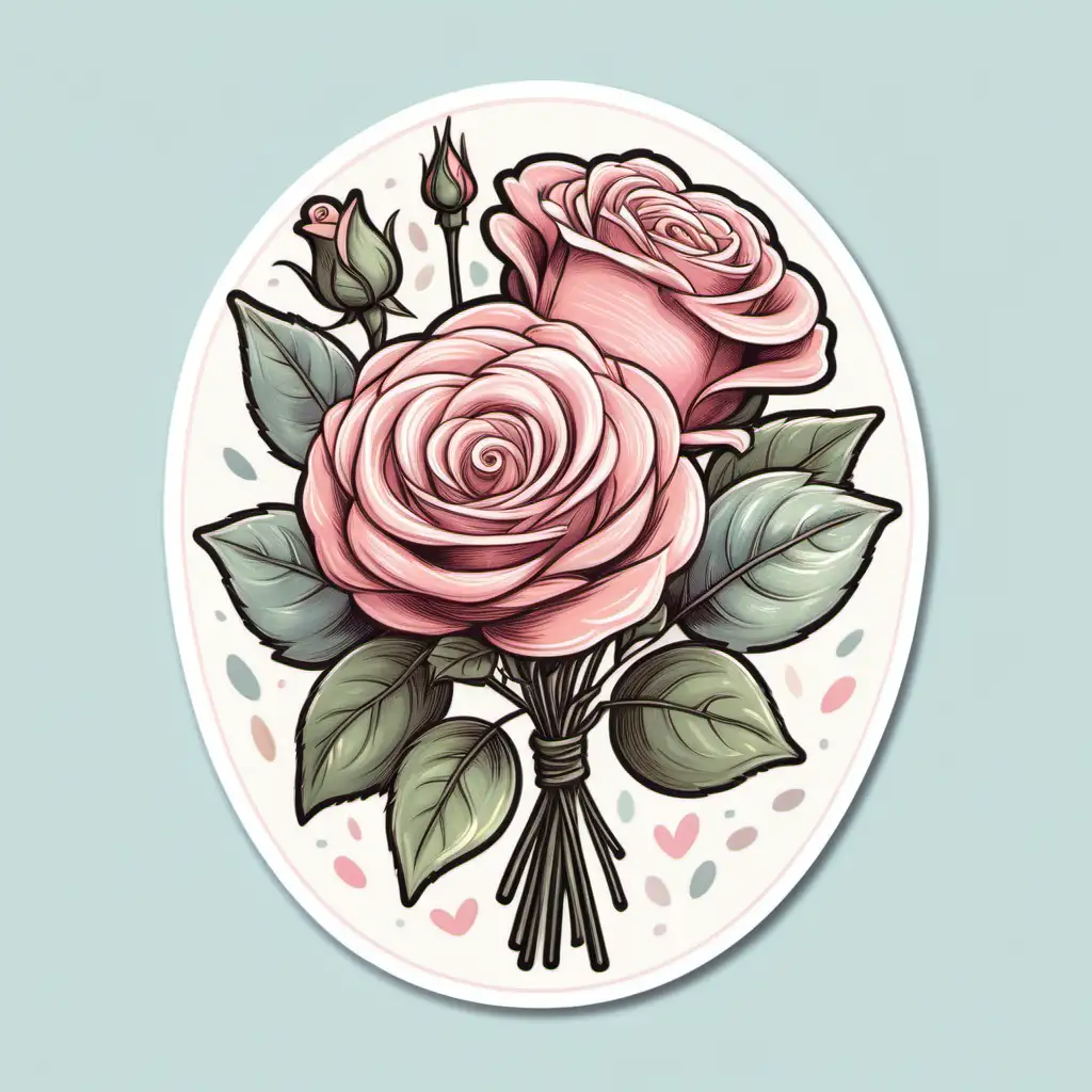 illustration, one coquette whimsical
rose bouquet sticker ,soft, pastel colors, incorporate a touch of vintage-inspired design, and focus on conveying a charming and flirtatious vibe