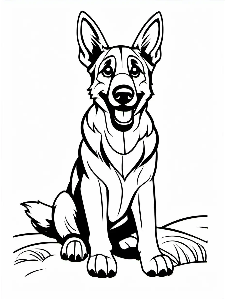 Happy-Baby-German-Shepherd-Coloring-Page-Simple-Line-Art-on-White-Background