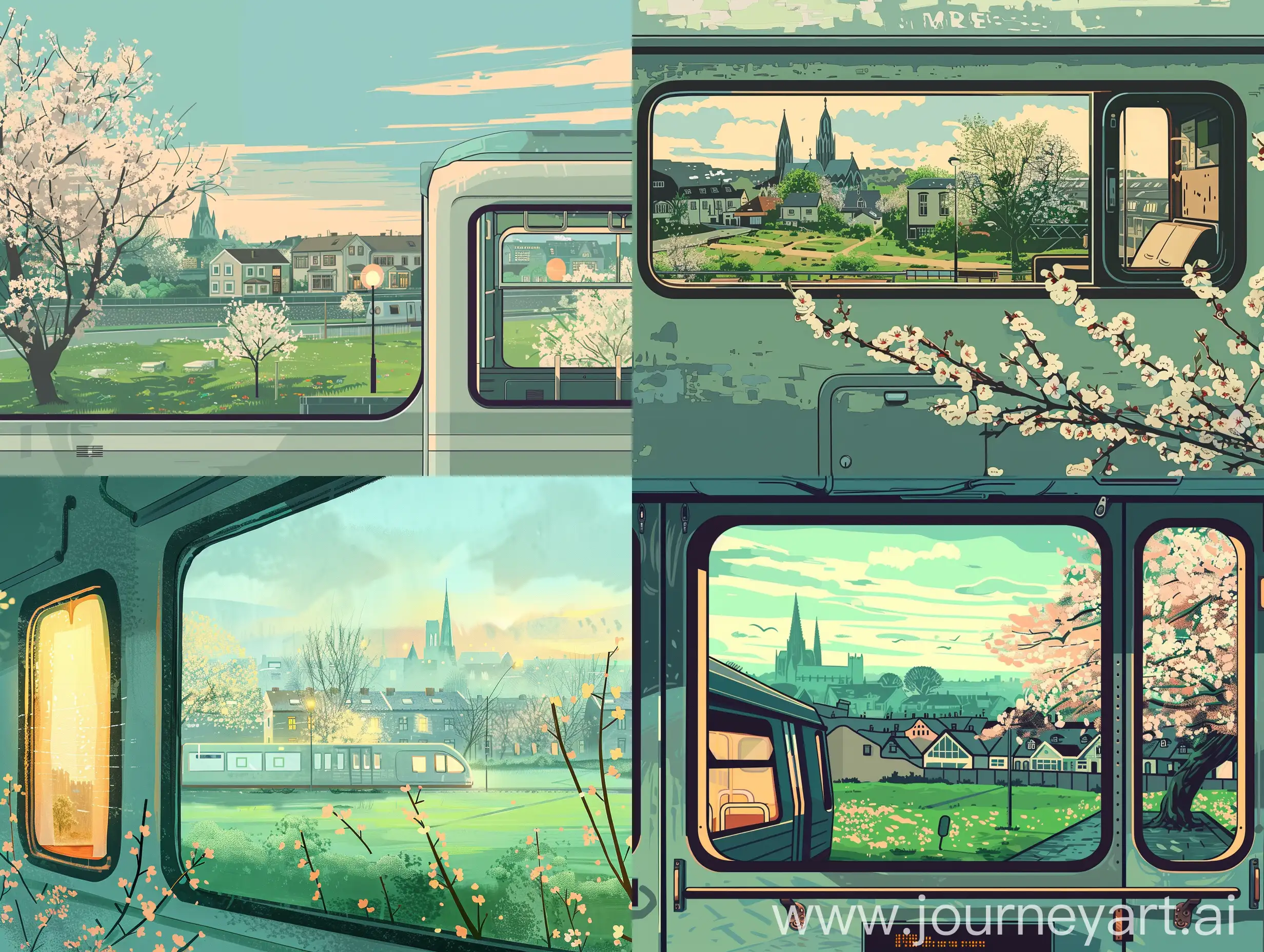 Nostalgic-Urban-Landscape-Viewed-Through-Train-Window