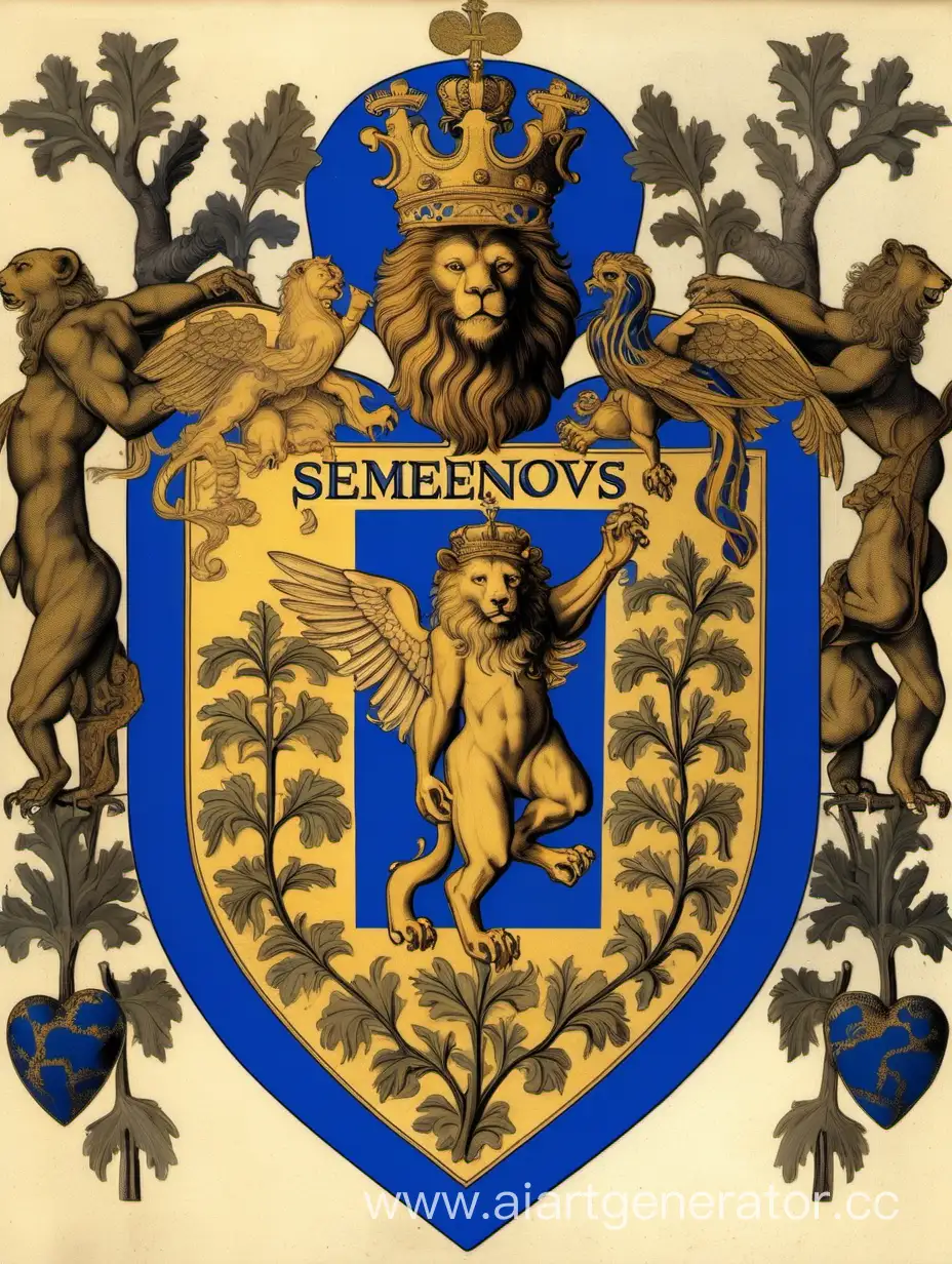 Semenov-Family-Coat-of-Arms-Symbolic-Representation-in-Blue-and-Gold