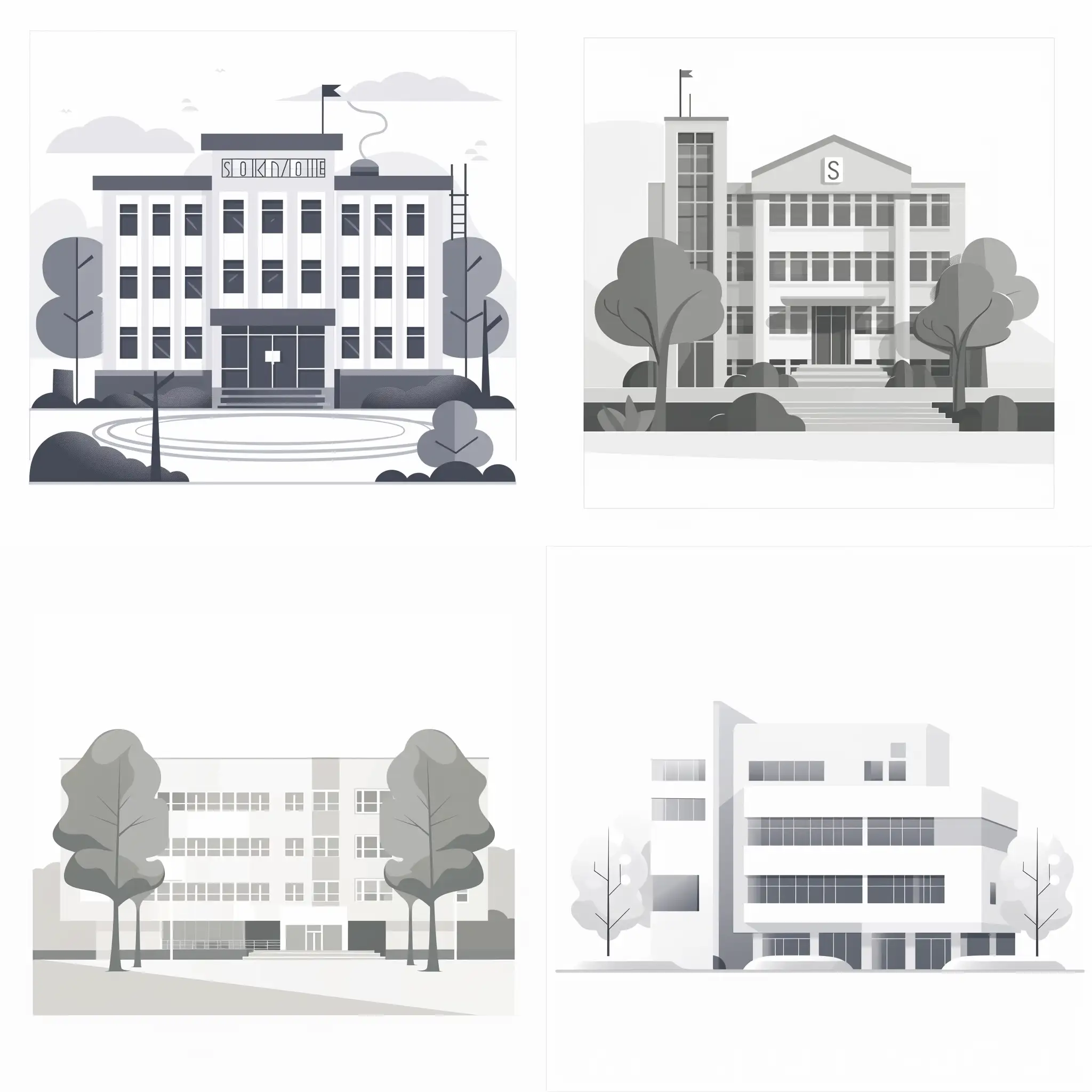Modern-School-Building-in-Gray-and-White-Tones
