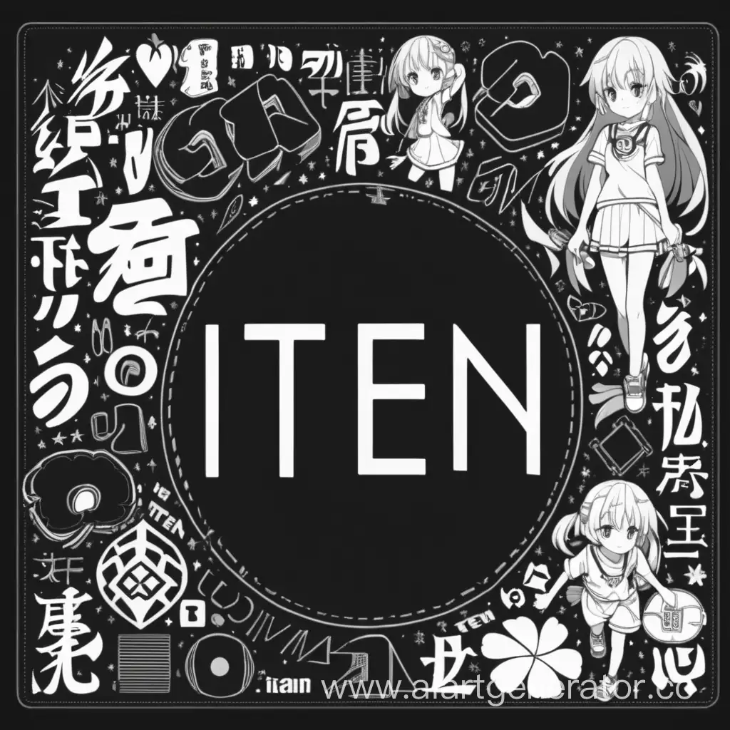 надпись Iten посеридине на черном фоне
с аниме девушкой
