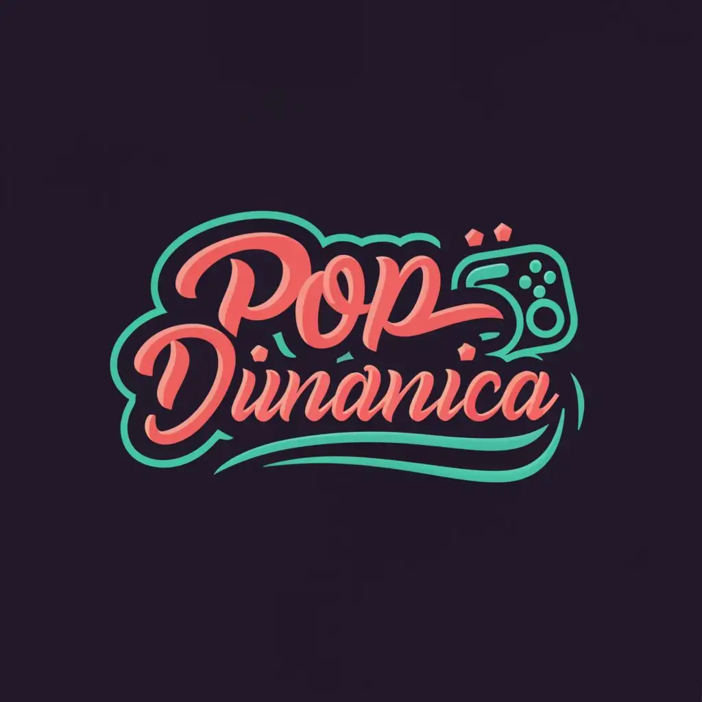 a logo design,with the text "Pop Dinámica", main symbol:Game console,Moderate,be used in Entertainment industry,clear background