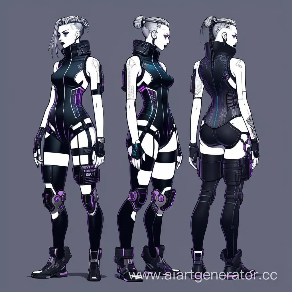 Fashion design, cyberpunk style, from all sides, full height