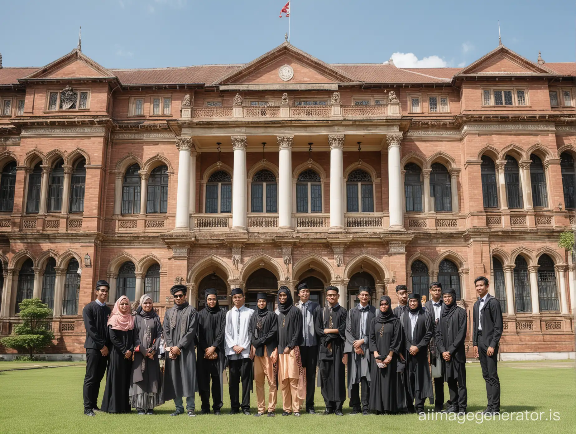 Malay-Students-Photoshoot-in-Front-of-University-Main-Building