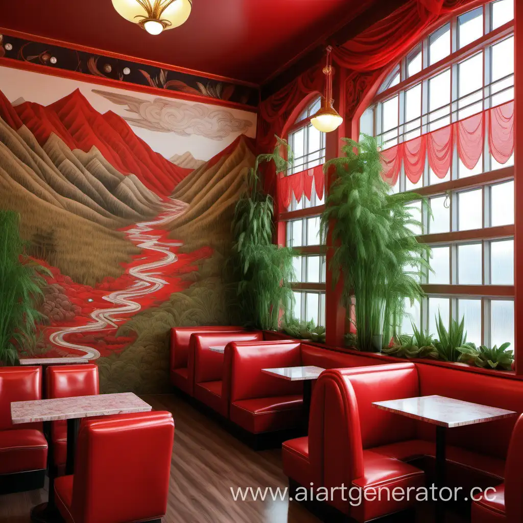 Enchanting-Red-Book-Themed-Cafe-with-Botanical-Delights