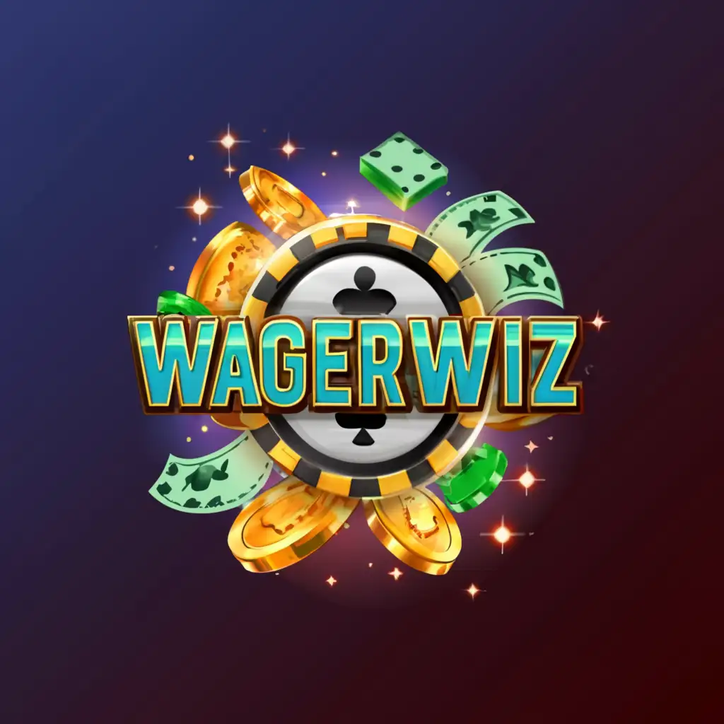 a logo design,with the text "Wagerwiz", main symbol:poker chip and money,Moderate,clear background