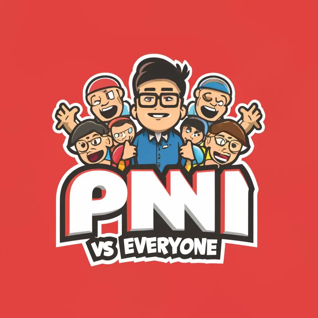 LOGO-Design-For-Pini-vs-Everyone-Competitive-Spirit-with-Smart-Character-Theme