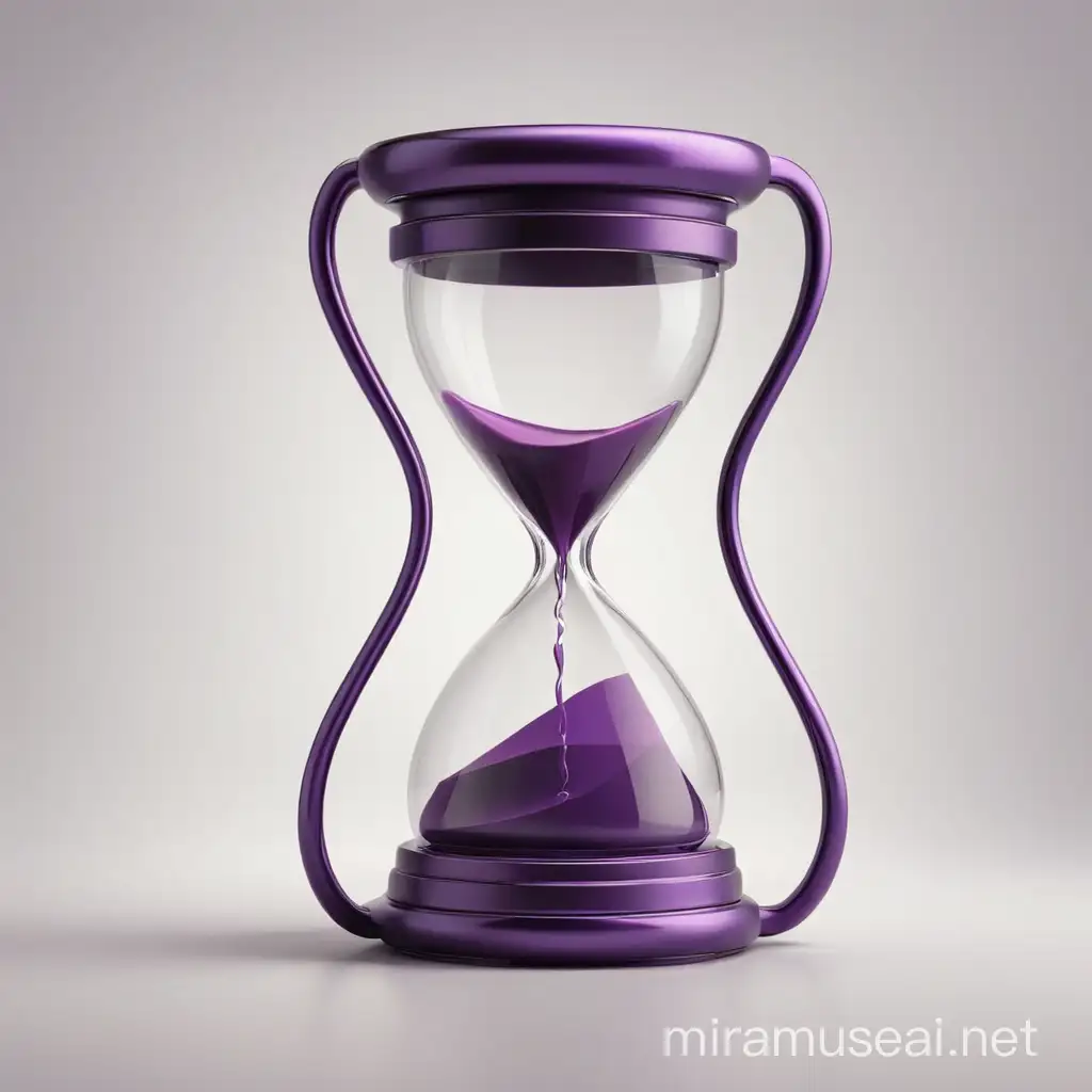 The logo features a stylized hourglass design, reminiscent of the hourglass icon used to represent time on social media platforms. The hourglass is depicted in a glossy, shiny purple color, exuding a sense of elegance and modernity. The purple hue is vibrant and captivating, catching the eye of viewers.

The upper portion of the hourglass contains an abstract representation of a camera lens, symbolizing photography and visual content creation. The lens is designed with sleek curves and lines, adding a contemporary touch to the logo.

Overall, the logo conveys the essence of "Mimicon" as a dynamic and visually engaging platform for sharing moments and images, while also evoking a sense of professionalism and sophistication.