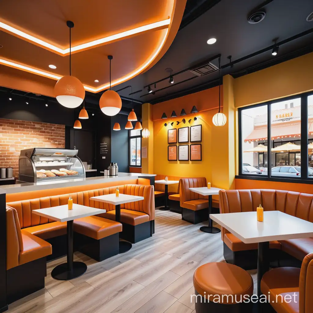 Title: Midjourney AI Prompt: Culturally Diverse Burger Restaurant Interior Rendering

Design a visually captivating interior for a culturally diverse burger restaurant, featuring orange and yellow color themes. Incorporate wall finishes inspired by Indian, Nigerian, and European cultures to target our main demographic. The restaurant should boast three distinct counters, each representing a different culture, with designs that authentically reflect their heritage. Ensure that customers entering the restaurant are immediately immersed in the cultural ambiance of their chosen burger collection point. Embrace cultural diversity throughout the furniture, flooring, wall, and ceiling finishes while maintaining a contemporary architectural style. Prioritize views that showcase both the counters and the seating or waiting area, providing a comprehensive experience for patrons.